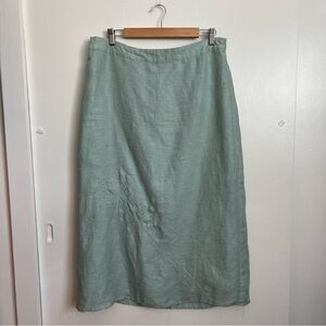ECOLOGIE Seafoam Green Embroidered Linen Skirt Size 12